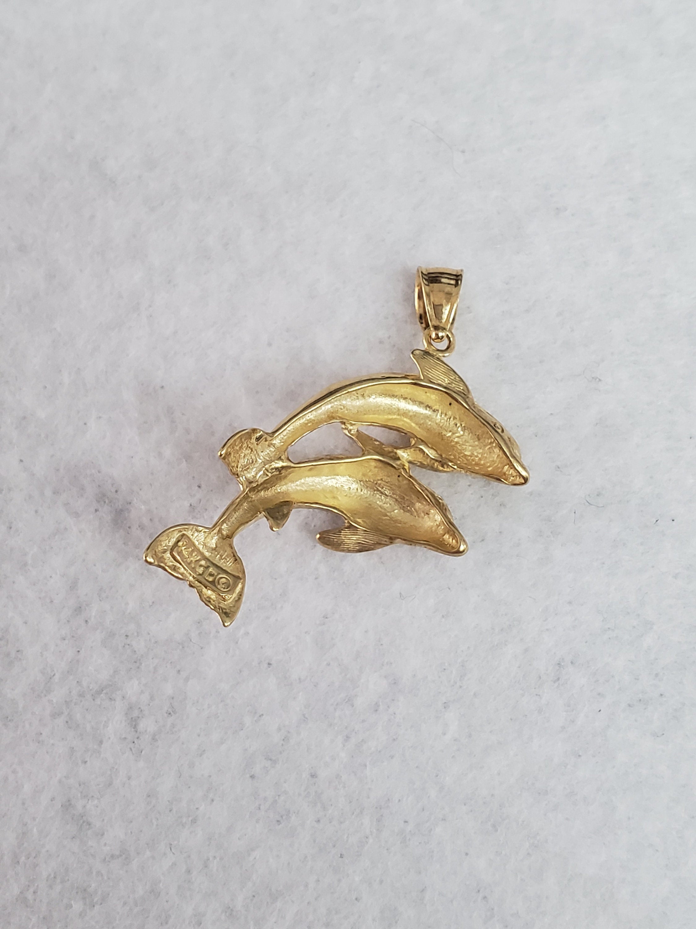 Swimming Dolphins Charm/Pendant 14k Yellow Gold