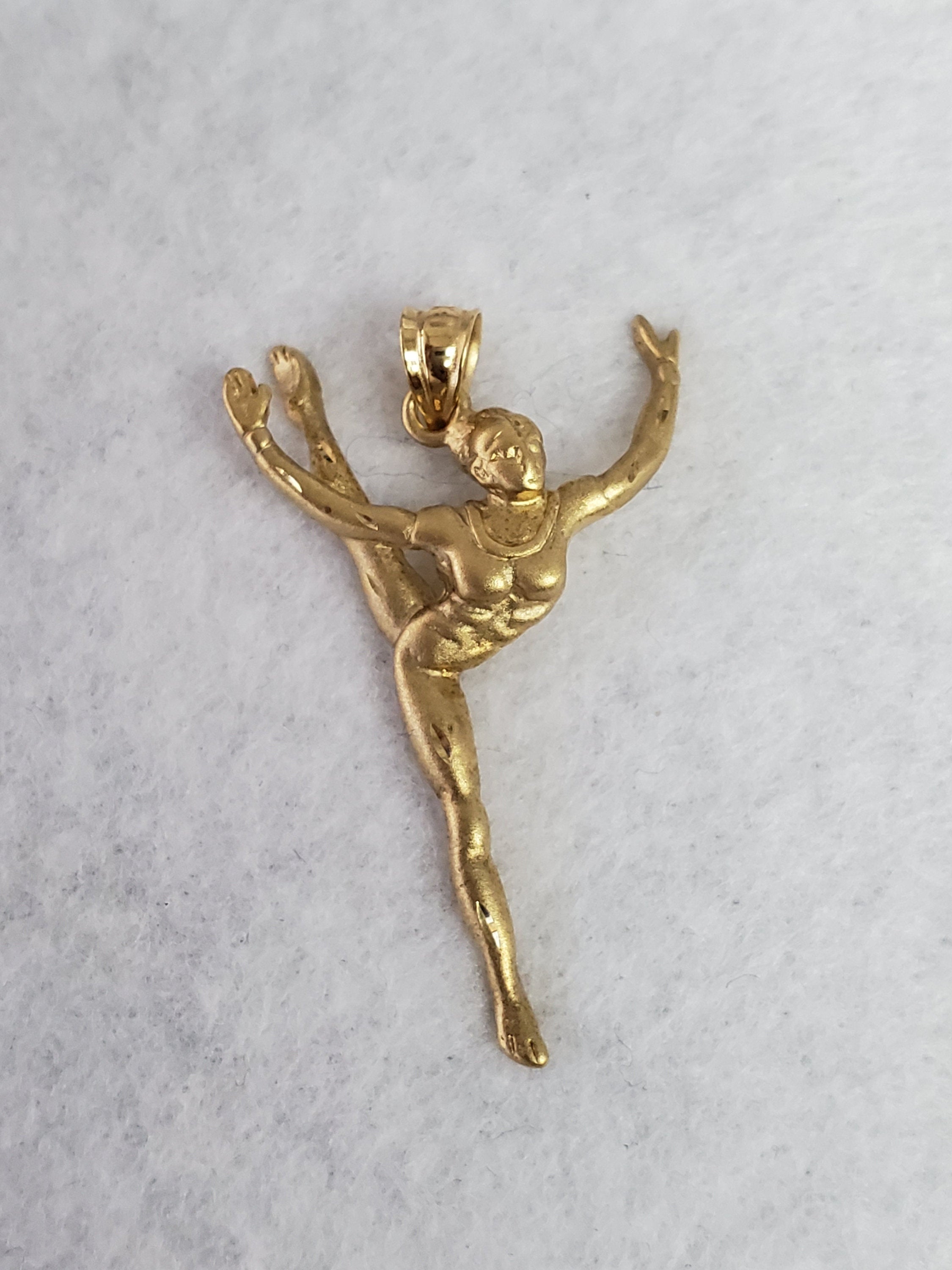 Gymnast with Diamond Cuts Charm/Pendant 14k Yellow Gold