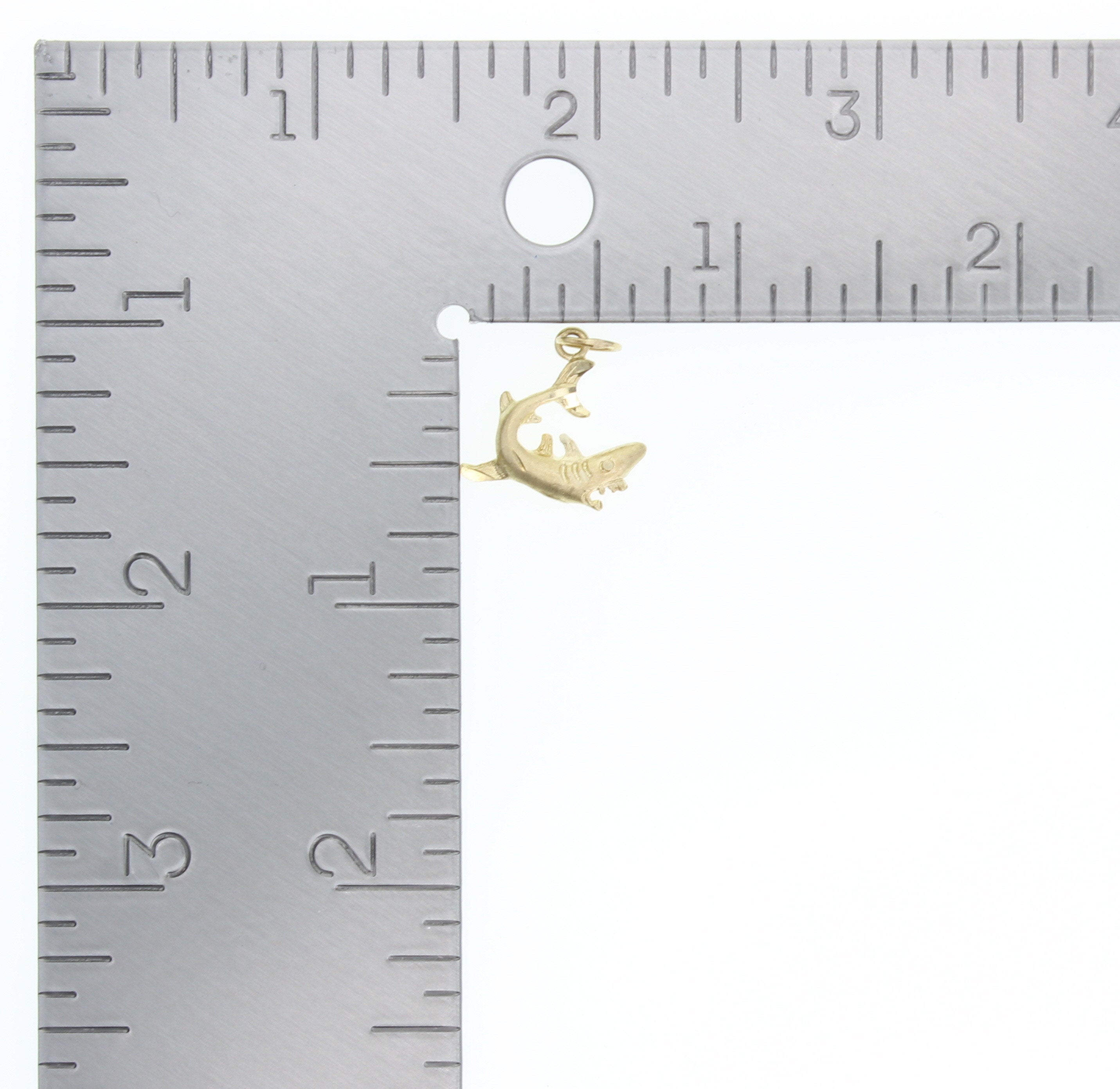 Shark with Diamond Cuts Charm/Pendant 14k Yellow Gold