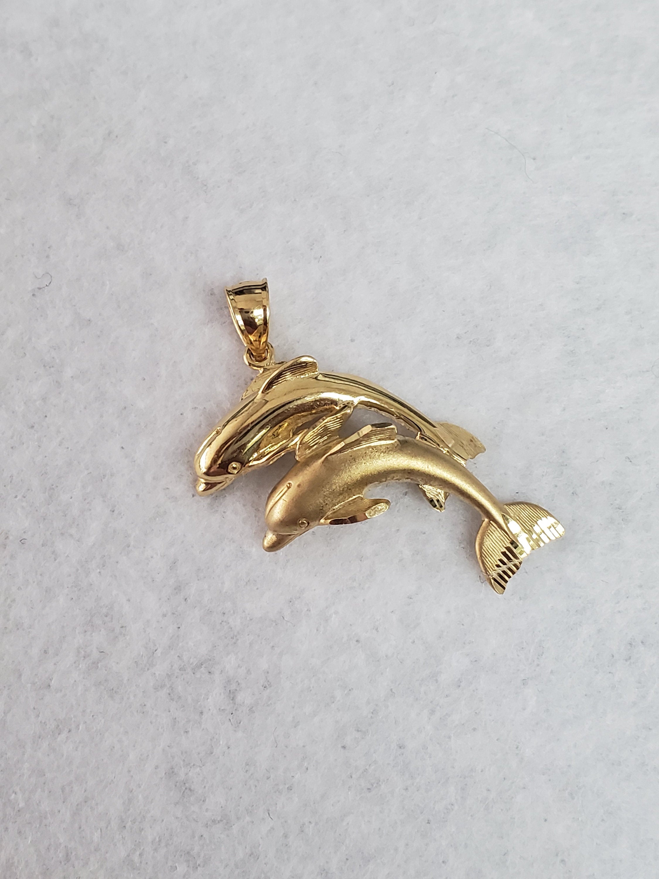 Swimming Dolphins Charm/Pendant 14k Yellow Gold