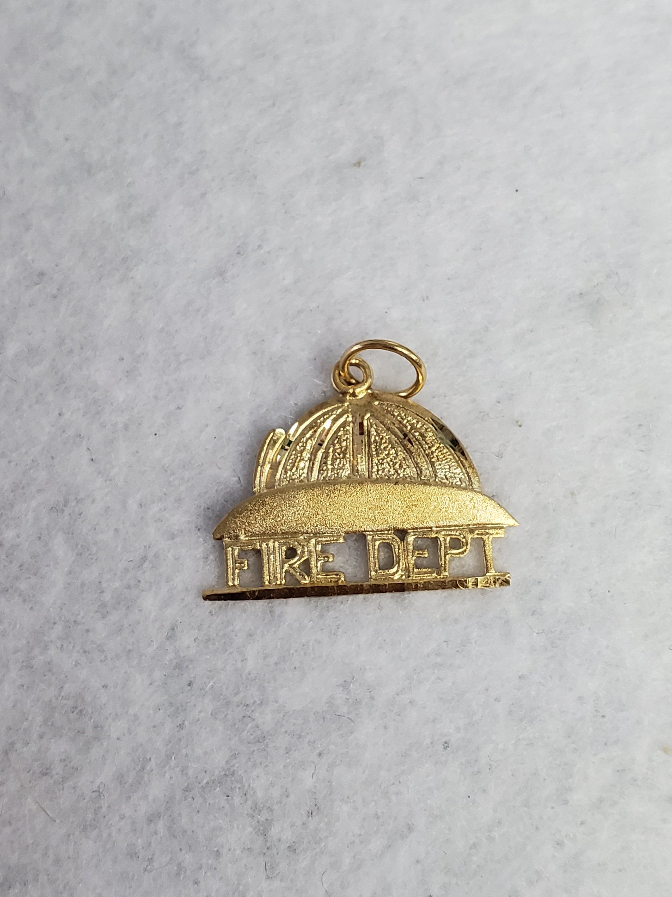 Fire Department Charm/Pendant with Diamond Cuts 14k Yellow Gold