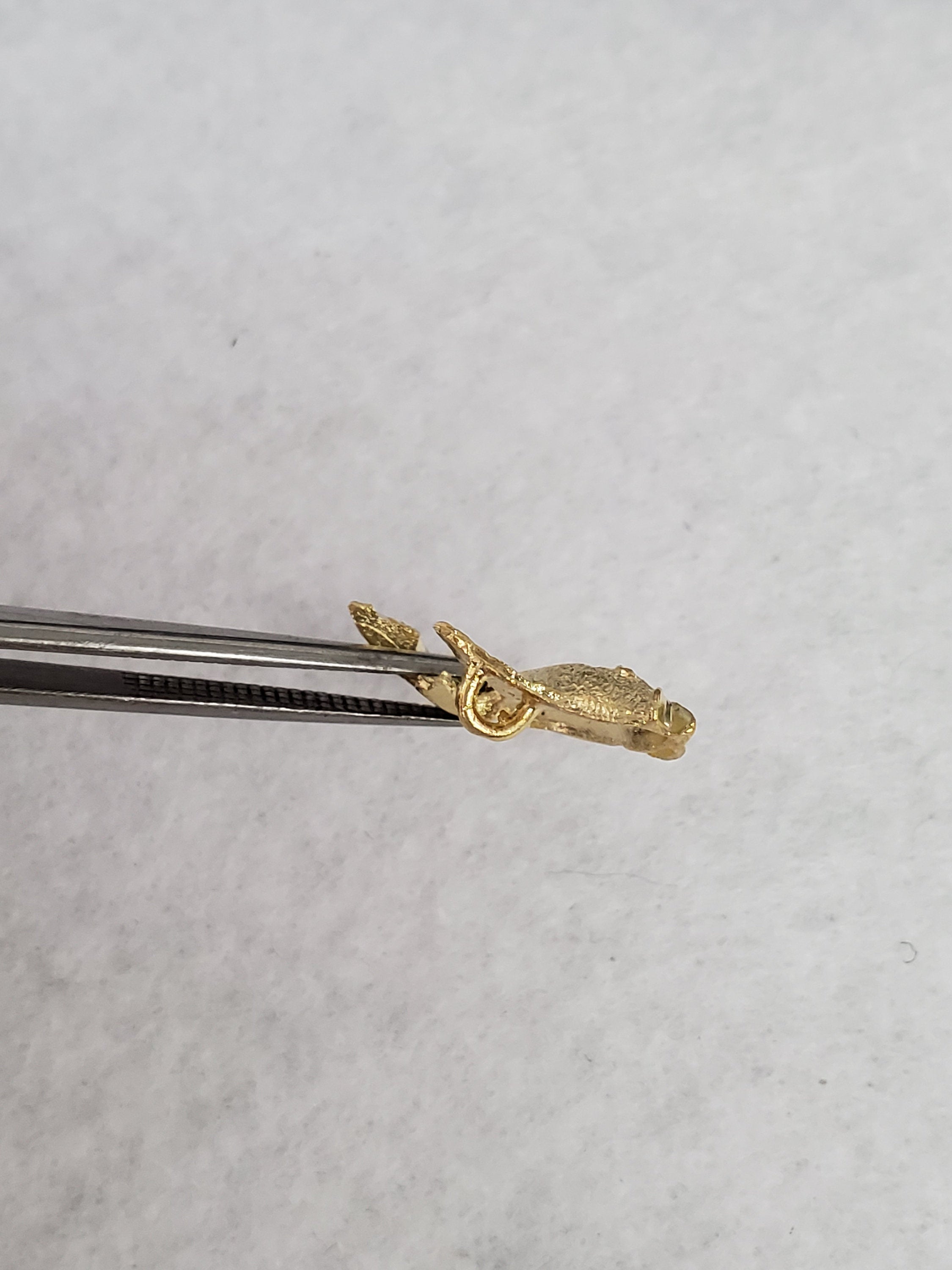 Small Fish with Diamond Cuts Charm/Pendant 14k Yellow Gold