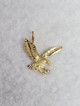 Flying Eagle with Diamond Cuts Charm/Pendant 14k Yellow Gold