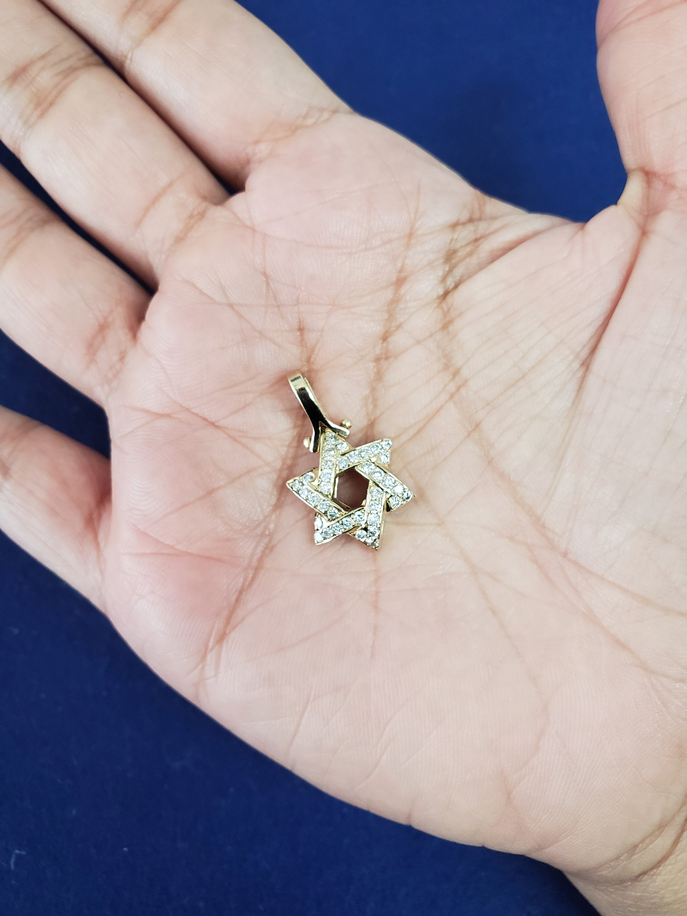 Jewish Star of David Diamond Pendant .68cttw 14k Yellow Gold