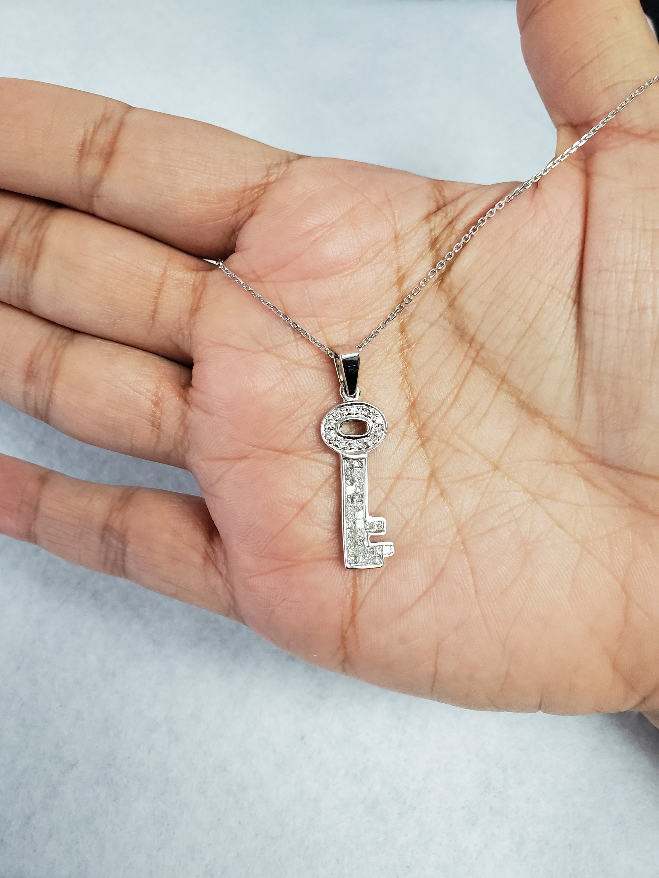 Key To My Heart Diamond Pendant .50cttw 14k White Gold