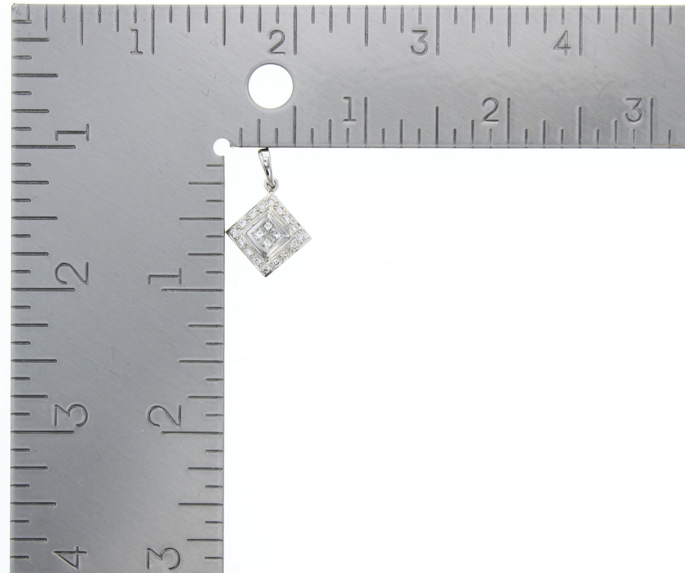 Princess Cut Diamond Pendant .46cttw 14K White Gold