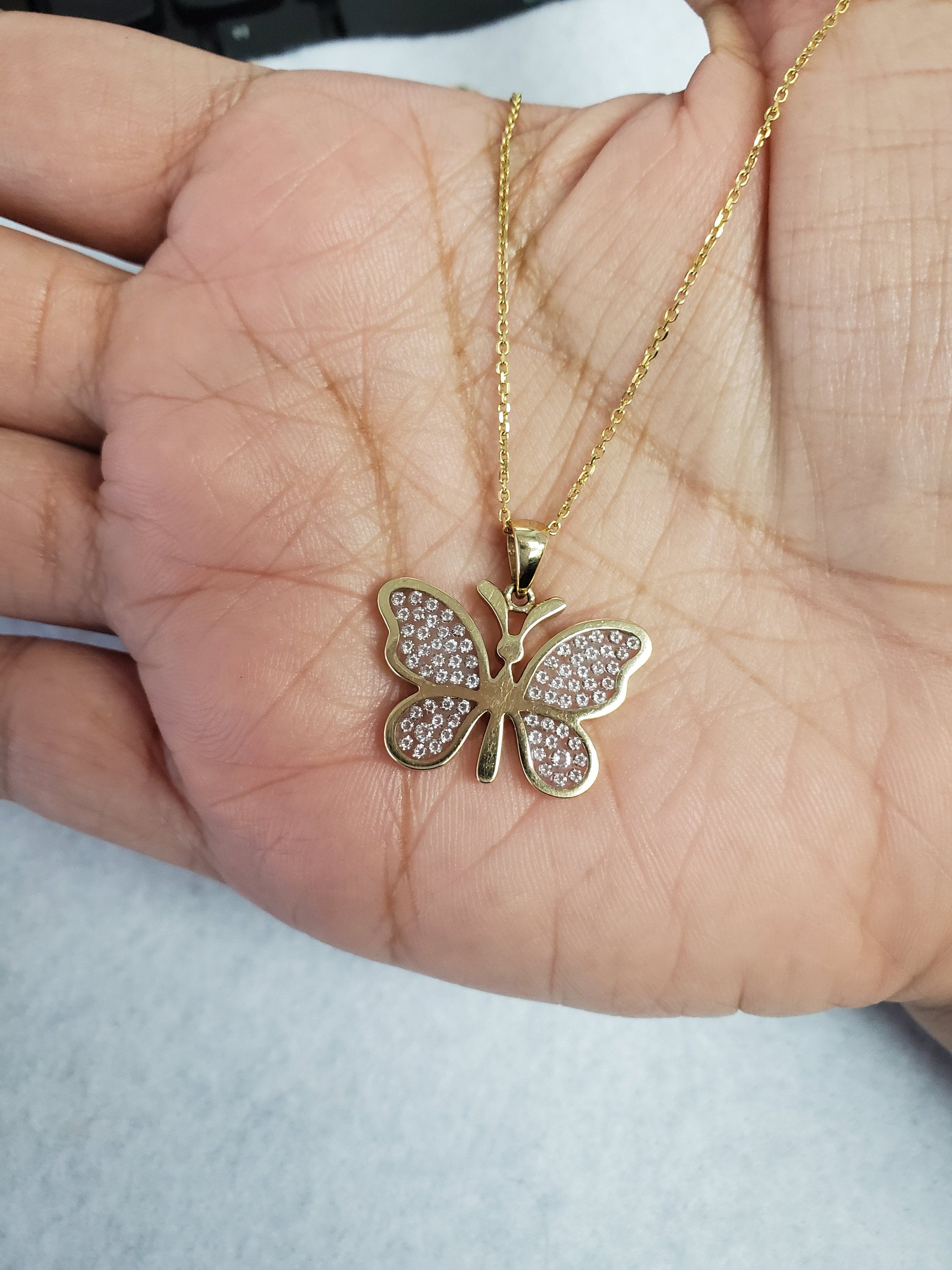 Butterfly Shaped Pendant 14k Yellow Gold