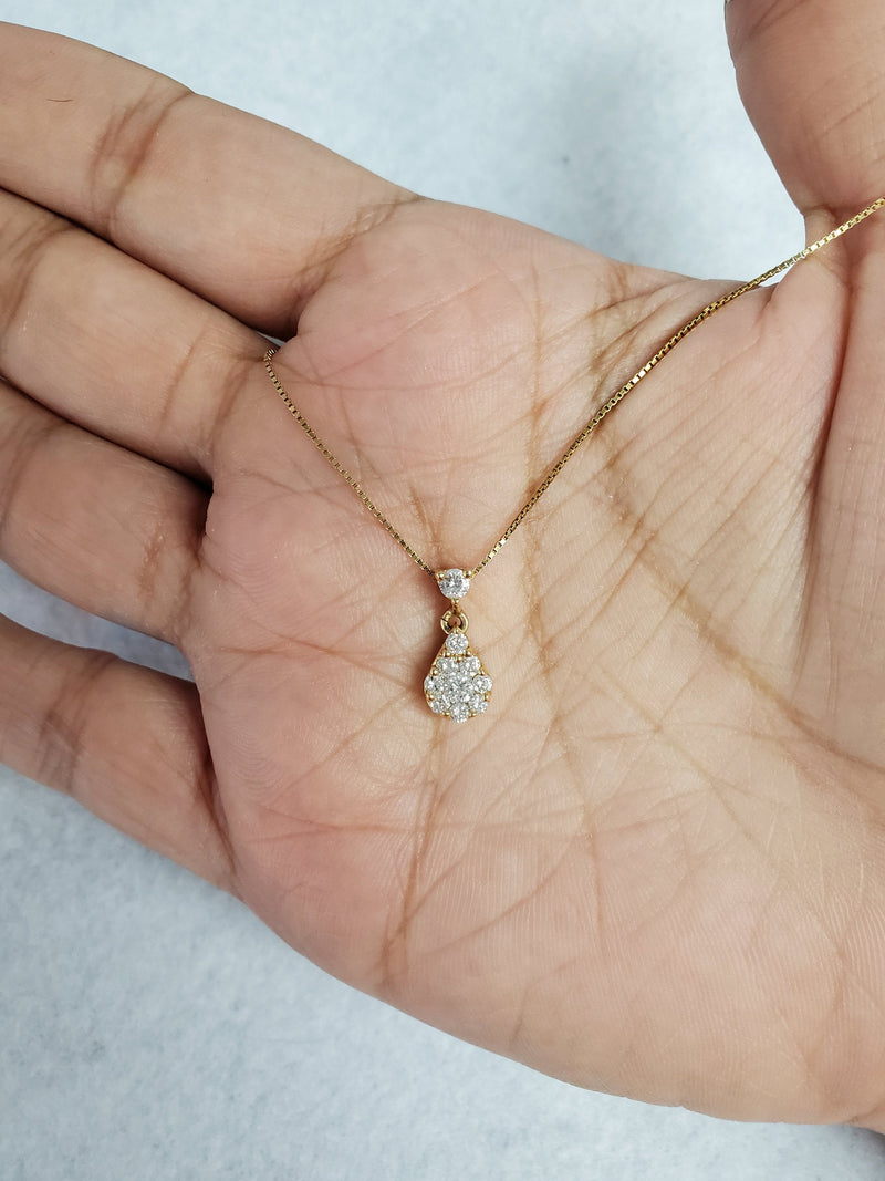 Diamond Teardrop Necklace .50cttw 14k Yellow Gold