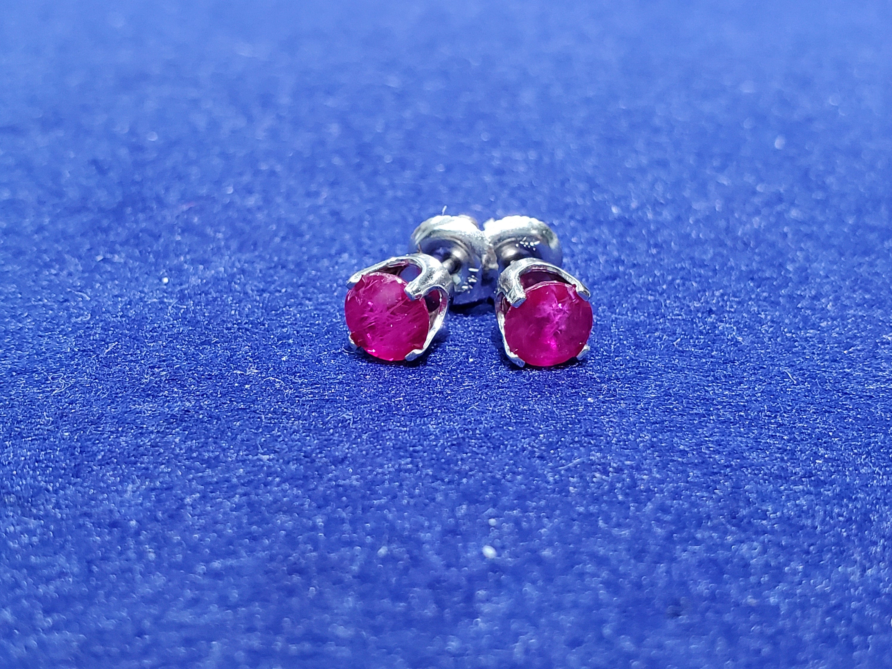 Ruby Stud Earrings 5mm 14k White Gold