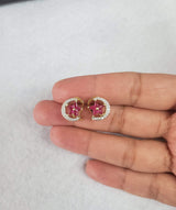 Star & Crescent Moon Ruby Diamond Earrings 1.14cttw 14k Yellow Gold