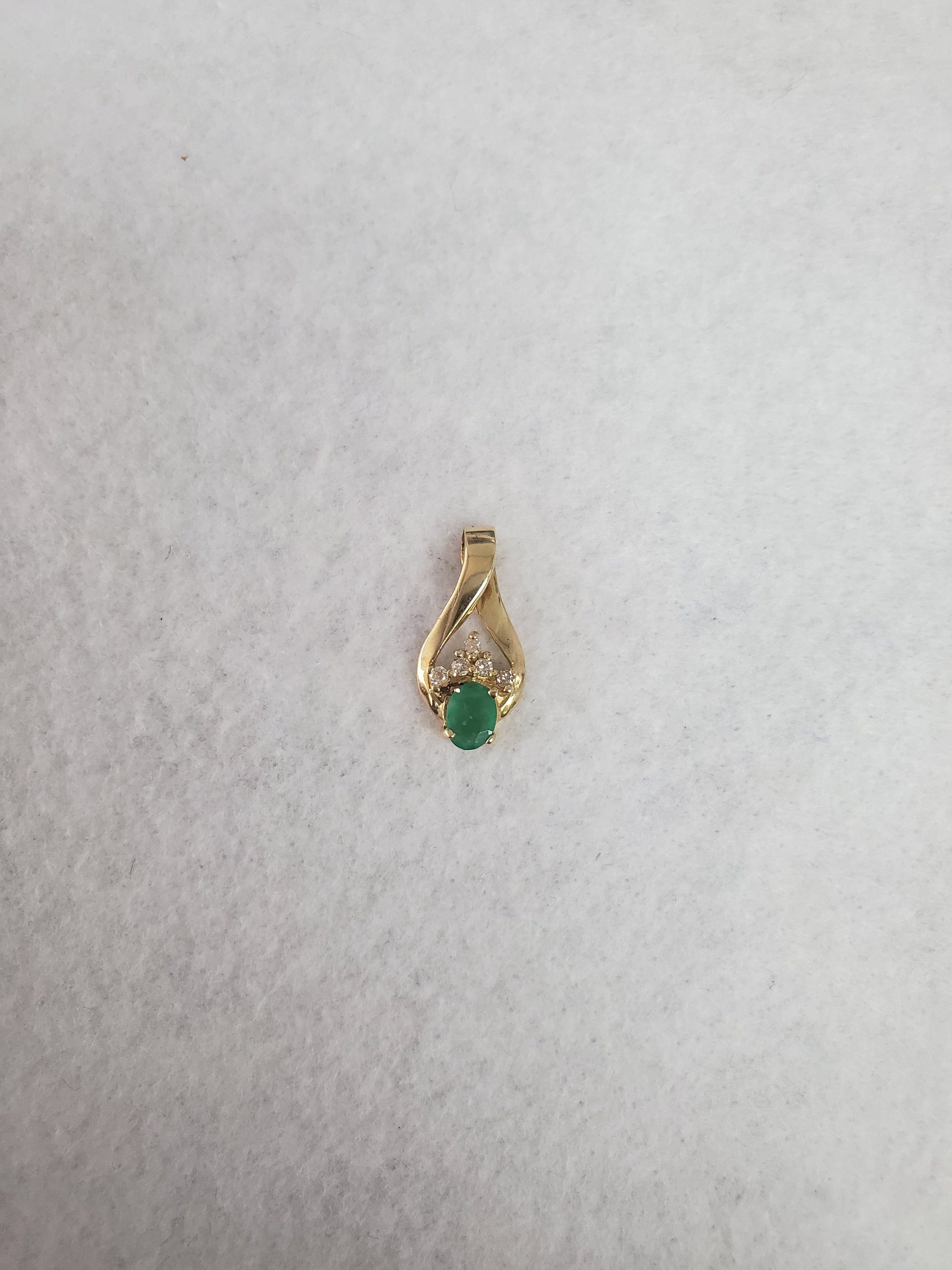 Oval Emerald Diamond Pendant .78cttw 14k Yellow Gold