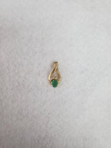 Oval Emerald Diamond Pendant .78cttw 14k Yellow Gold