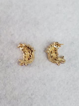 Antique Vintage Ruby Diamond Earrings 14k Yellow Gold