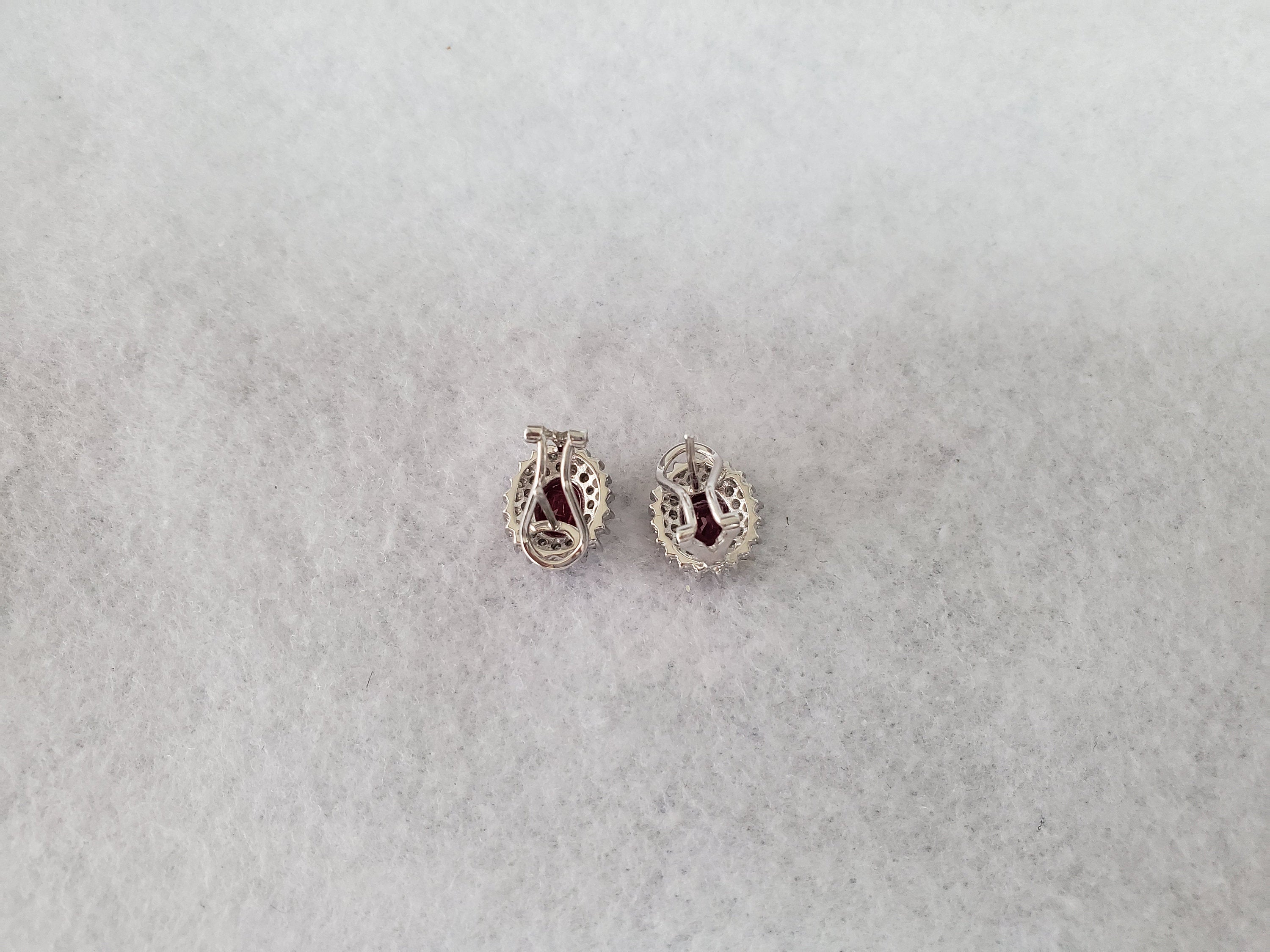 Diamond Halo Ruby Earring 2.56cttw 14k White Gold