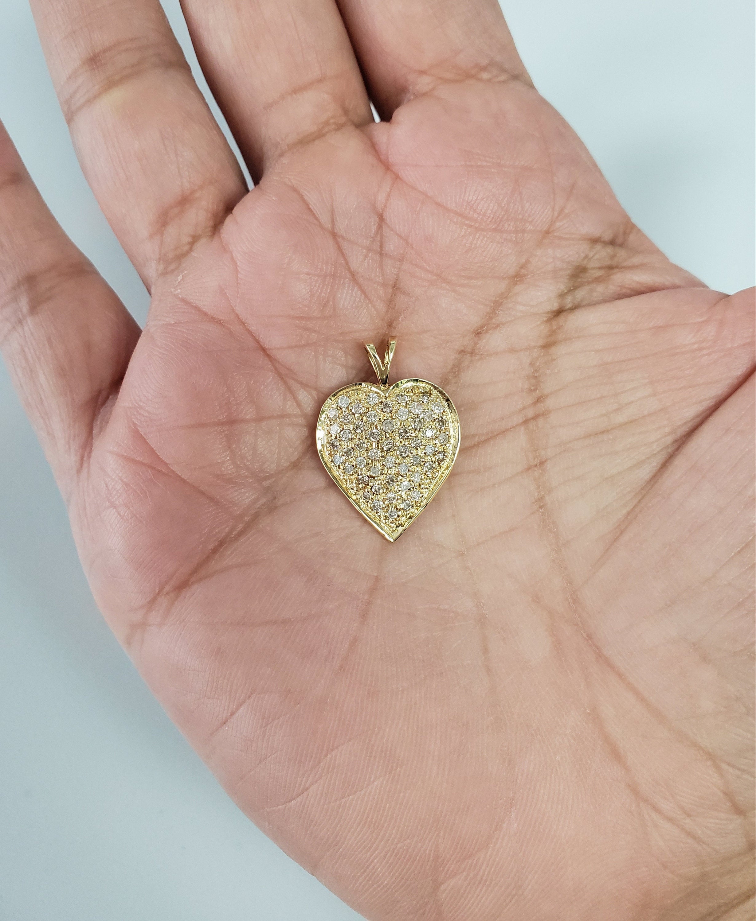 Diamond Encrusted Pave Heart Pendant .46cttw 14k Yellow Gold