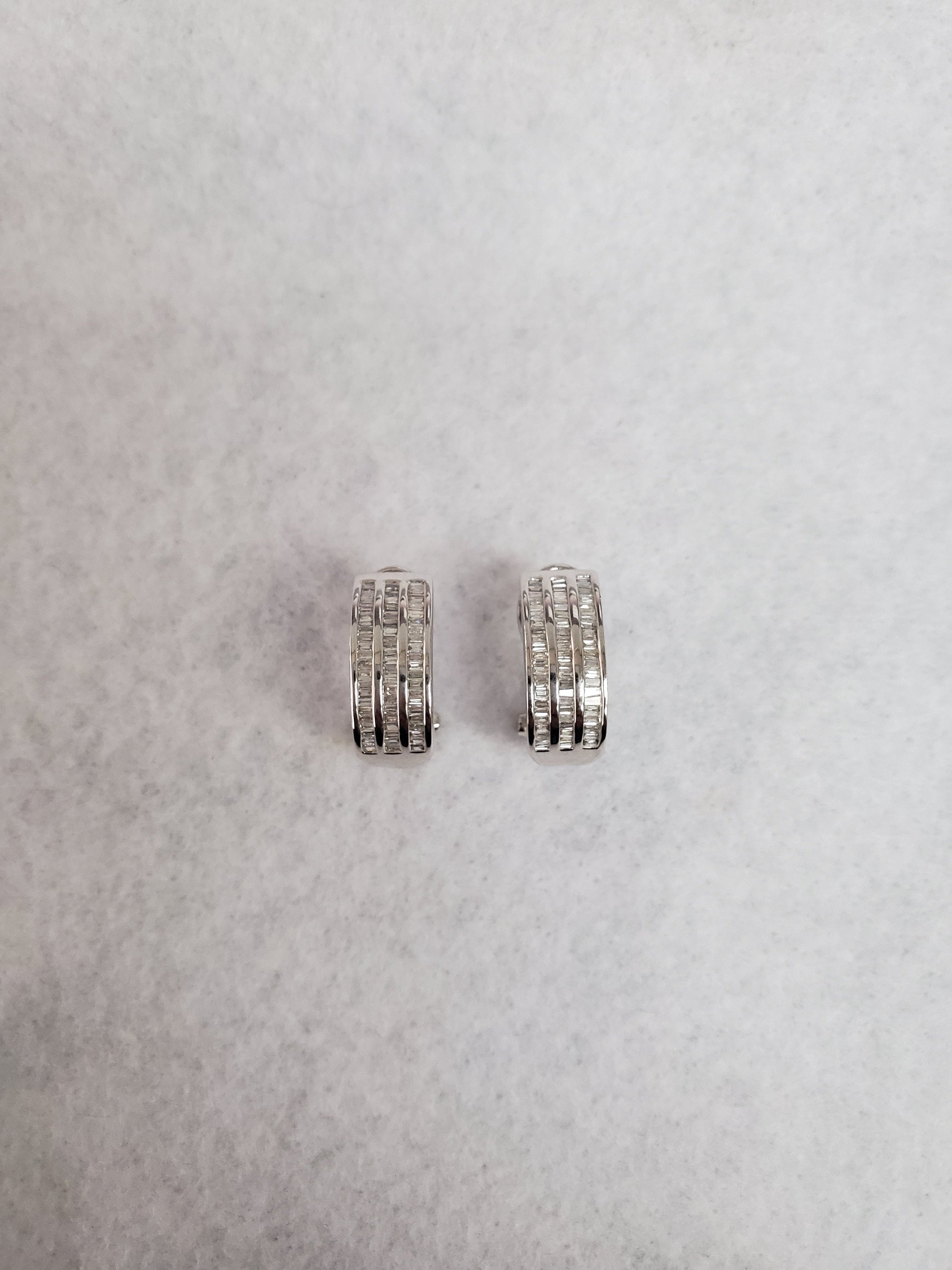 Diamond Baguette Earrings .96cttw 14k White Gold