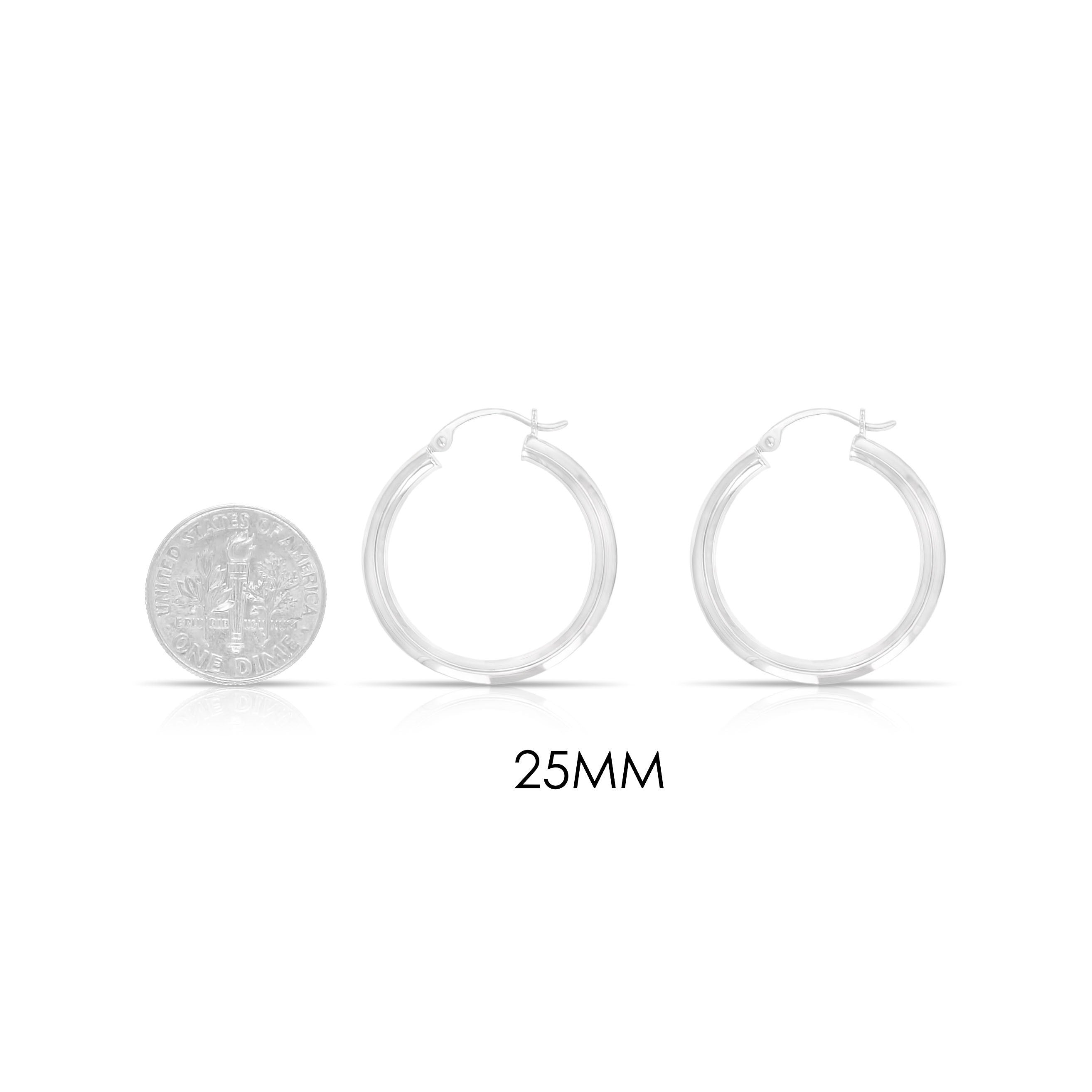 Polished Hoops 14k White Gold 25mm 30mm 40mm