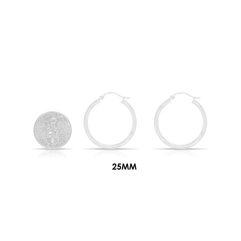 3mm width white gold hoops