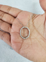 Oval Diamond Pendant .72cttw 14k White Gold