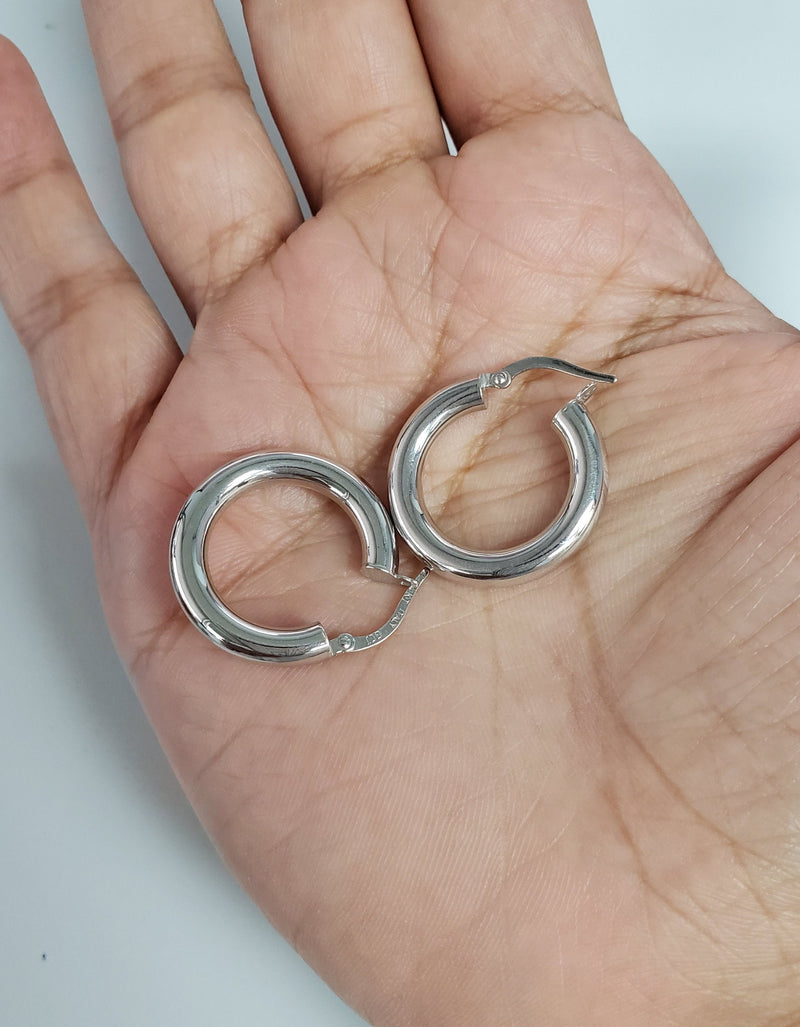 small polished white gold hoops