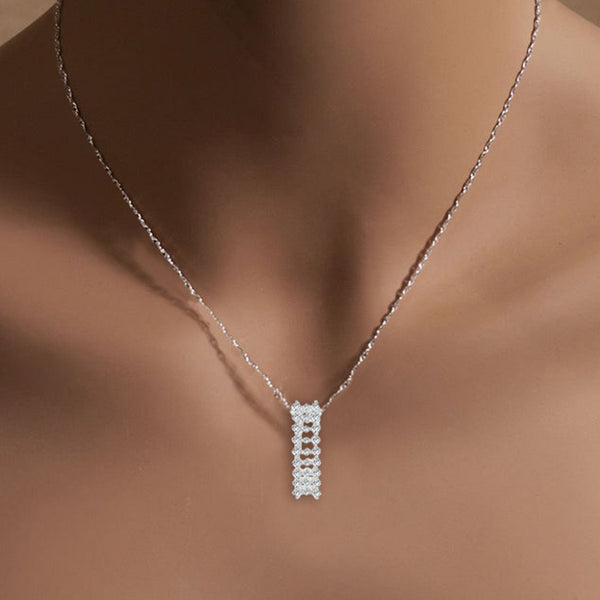 Diamond Cluster Necklace .56cttw 18k White Gold