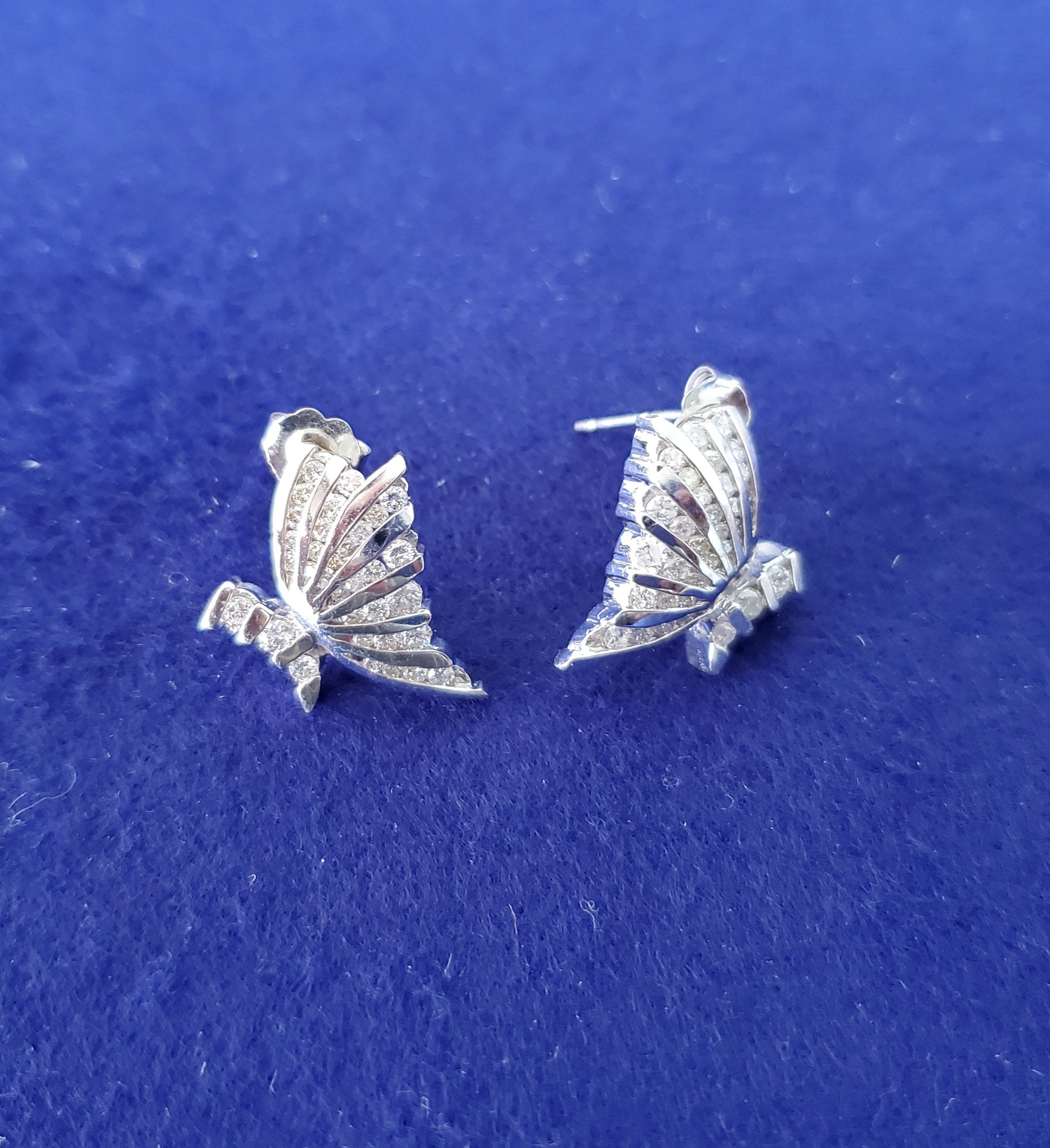 Butterfly Diamond Earrings 1.00cttw 14K White Gold