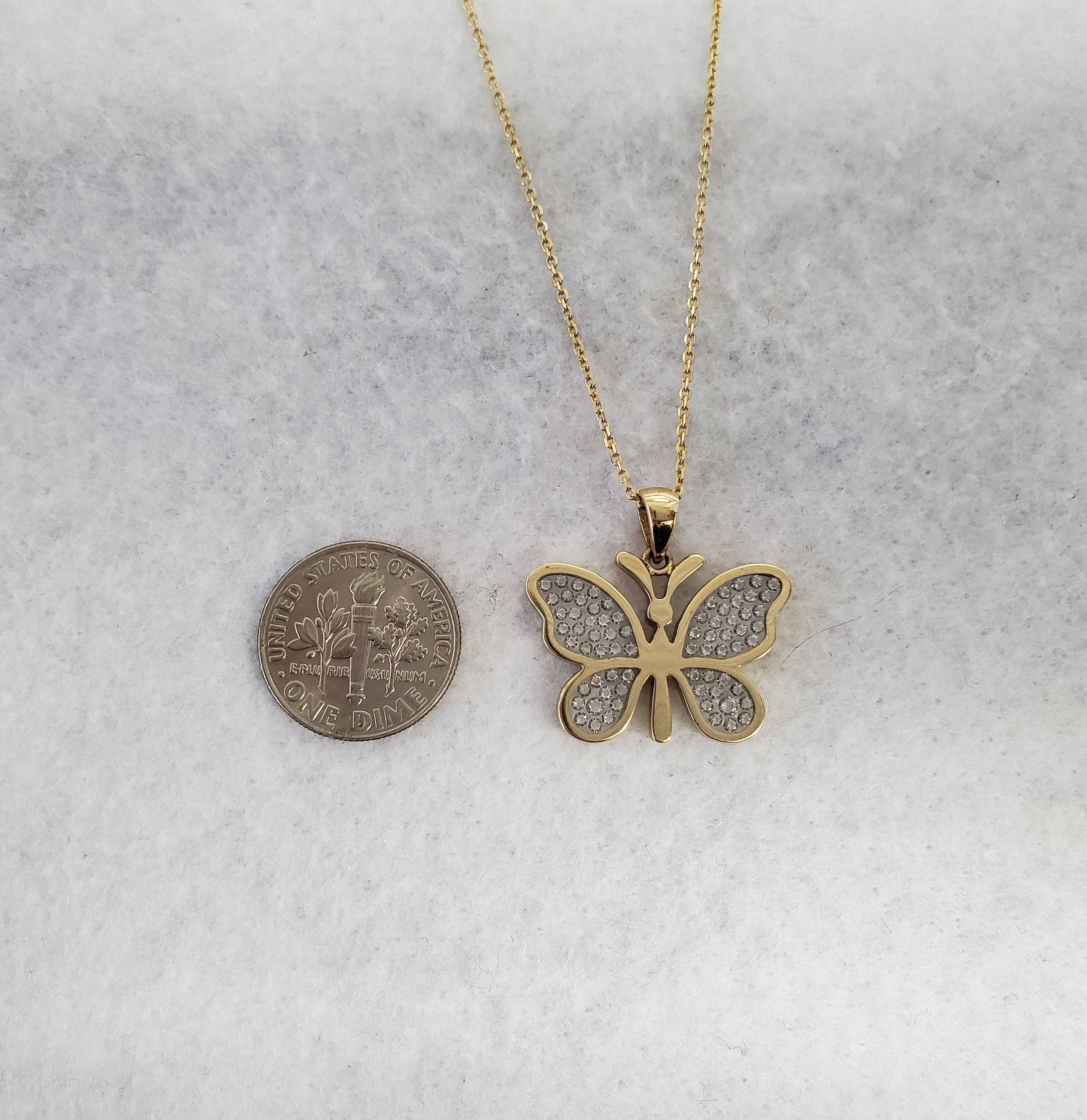 Butterfly Shaped Pendant 14k Yellow Gold