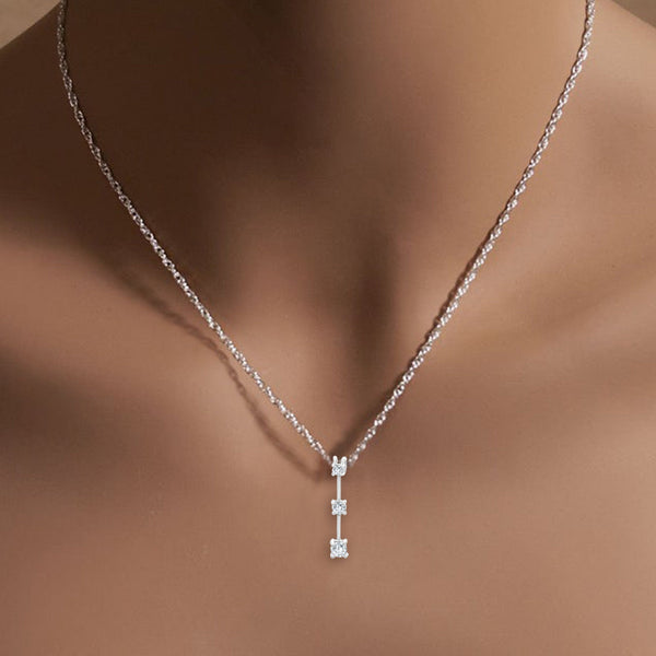 Past Present Future Diamond Necklace .21cttw  14k Yellow Gold or 14k White Gold