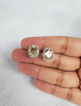 Lemon Quartz Diamond Earrings 4.44cttw 14k White Gold