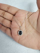 Oval Sapphire Diamond Pendant 2.36cttw 14k White Gold