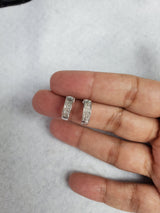 Princess Cut Diamond Huggie Earrings .69cttw 14k White Gold
