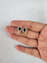 Sapphire & Diamond Cluster Earrings 2.24cttw 14k Yellow Gold