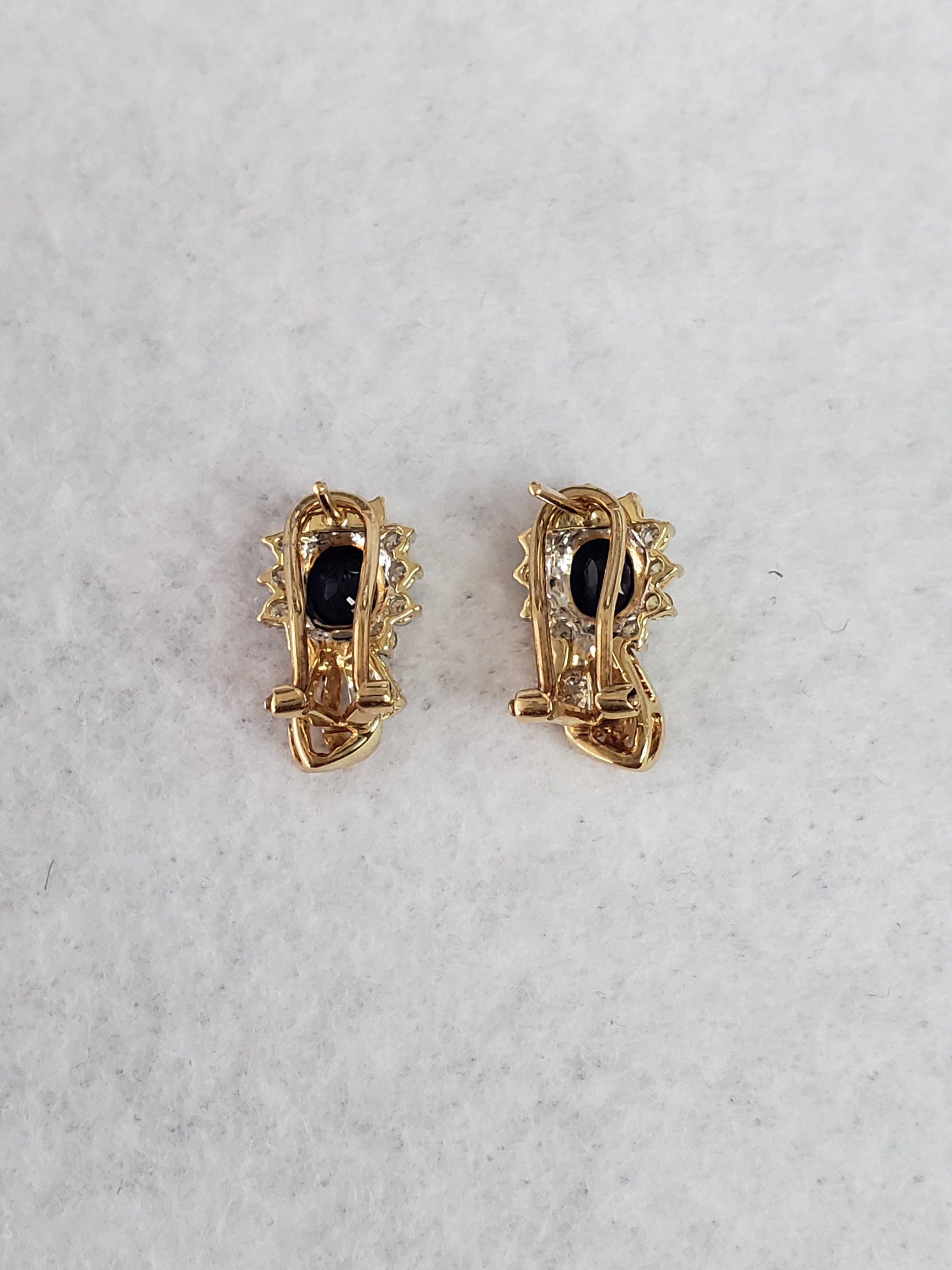 Sapphire & Diamond Cluster Earrings 2.24cttw 14k Yellow Gold