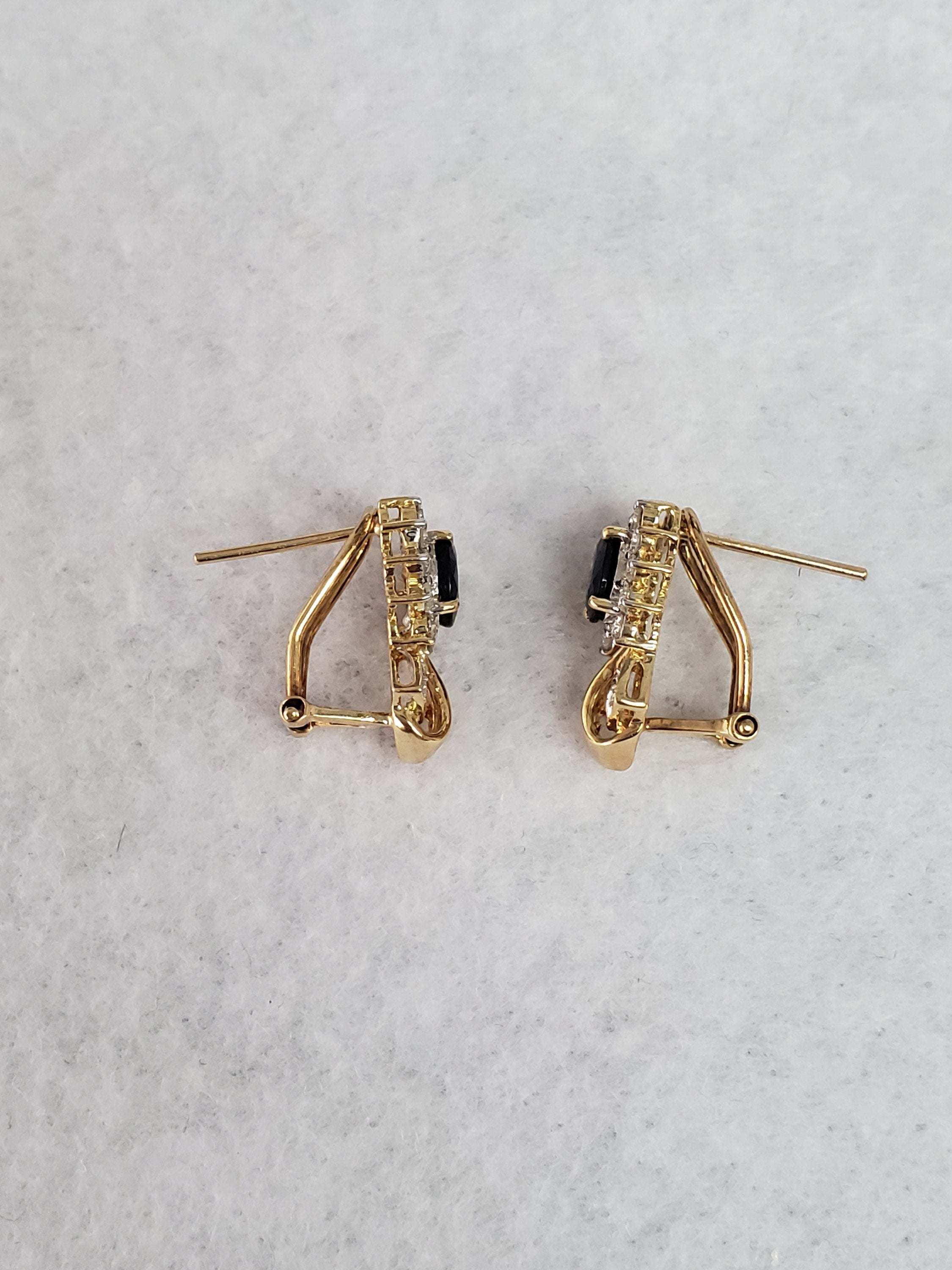 Sapphire & Diamond Cluster Earrings 2.24cttw 14k Yellow Gold