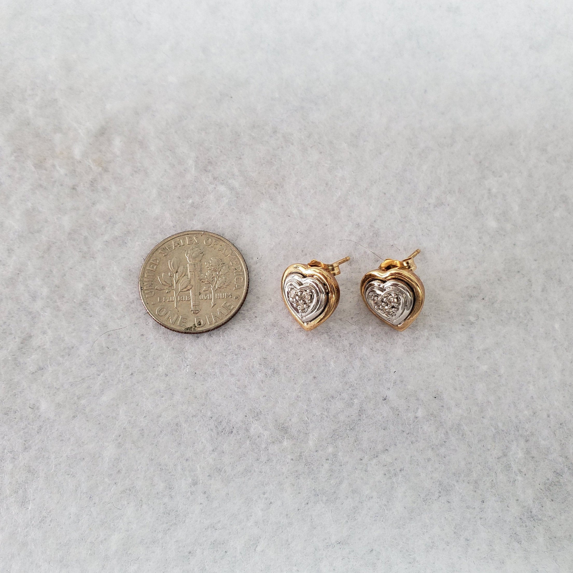 Heart Shaped Diamond Pave Studs .11cttw 14k Yellow Gold