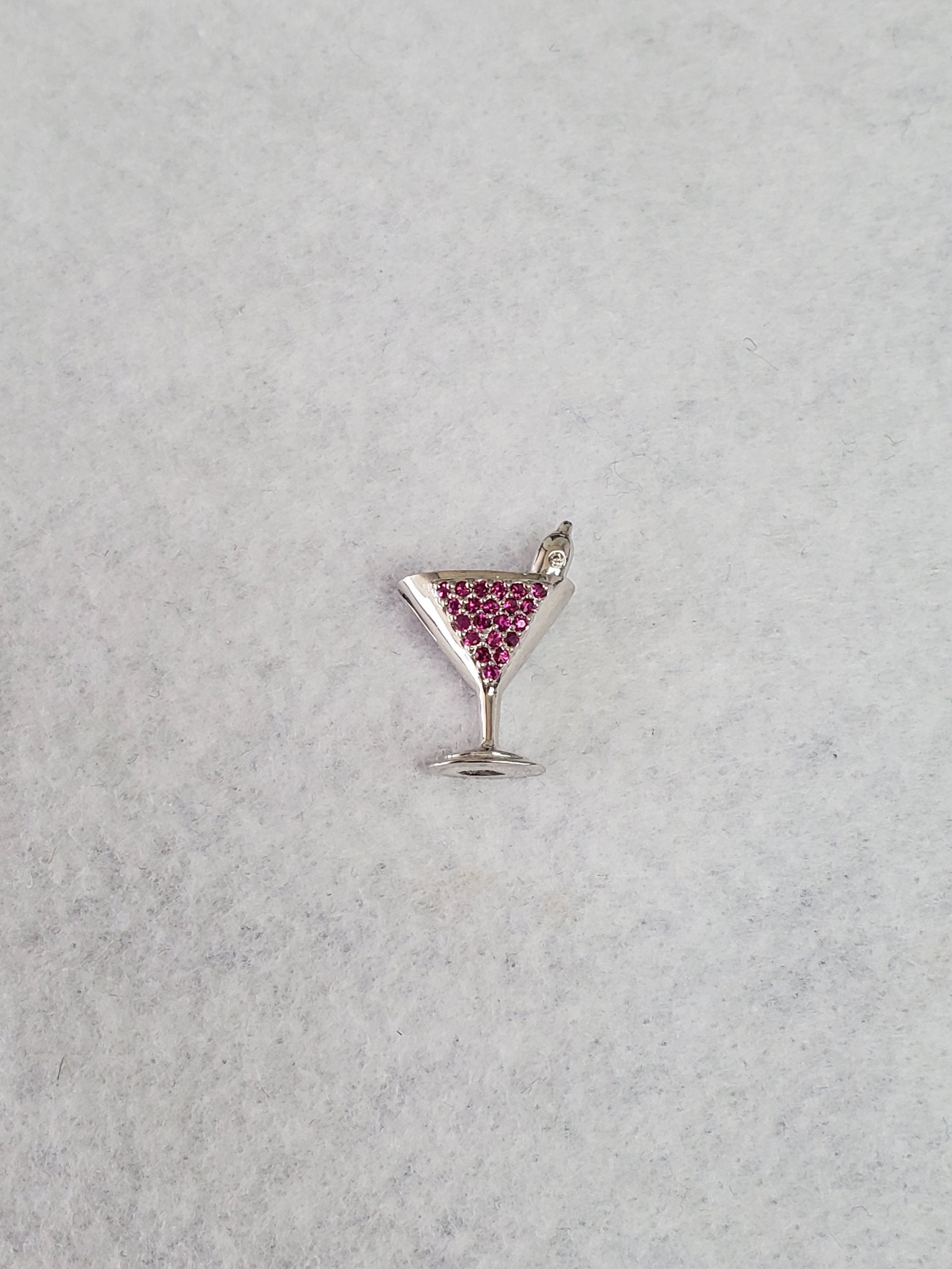 Martini Ruby Pendant/Charm .23cttw 14k White Gold