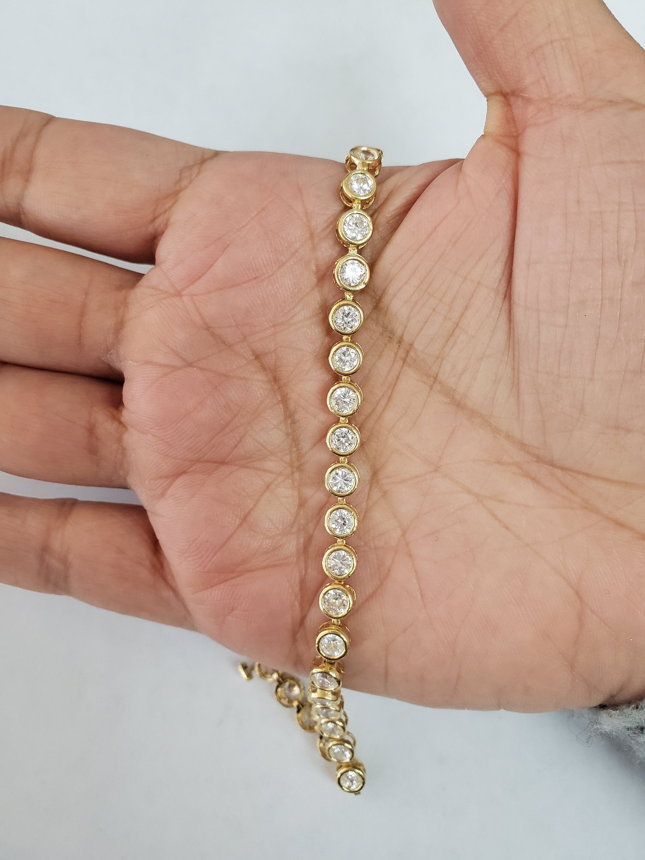 Cubic Zirconia Bezel Tennis Bracelet 7.50cttw 14k White or Yellow Gold