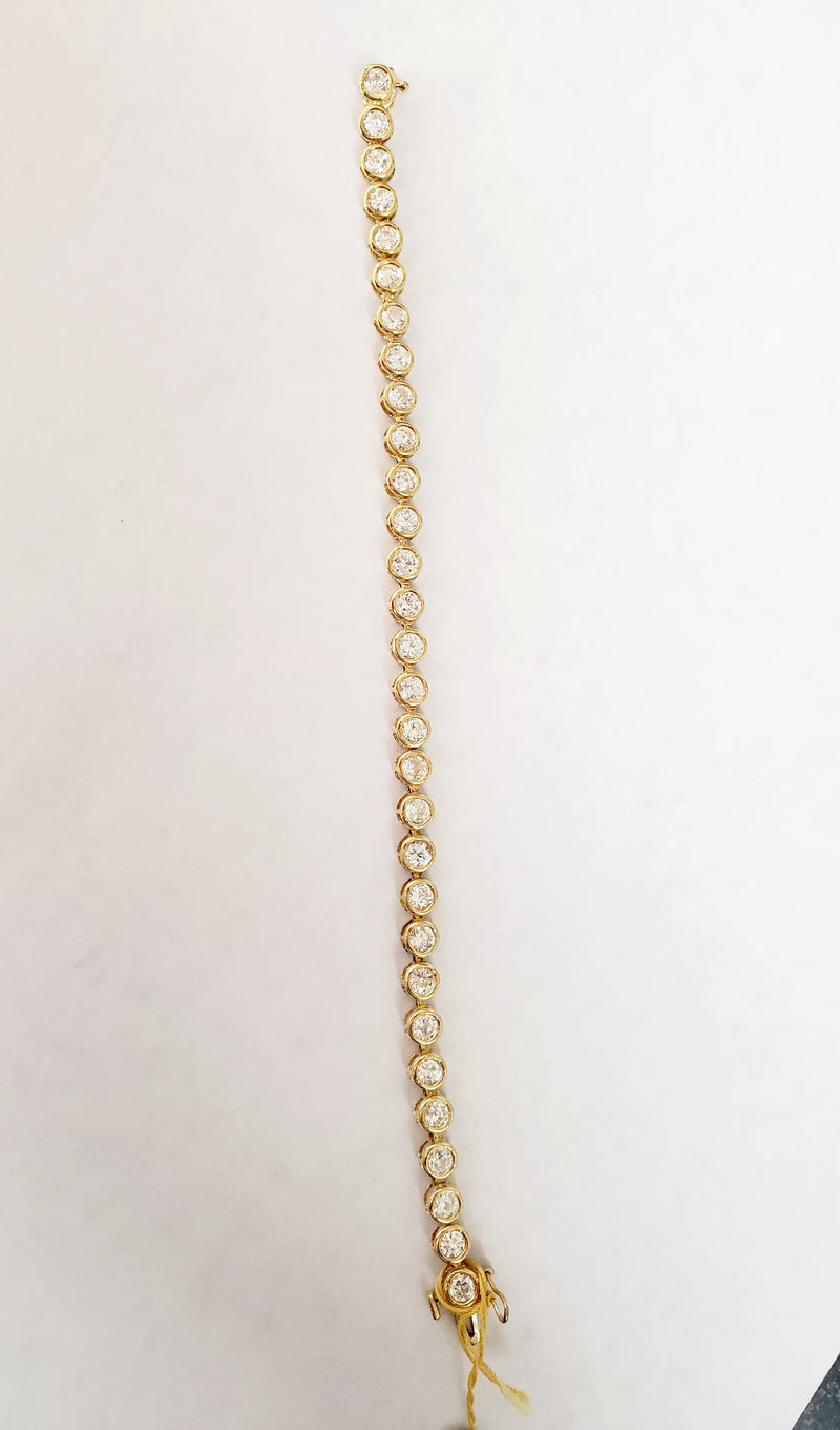 Cubic Zirconia Bezel Tennis Bracelet 7.50cttw 14k White or Yellow Gold