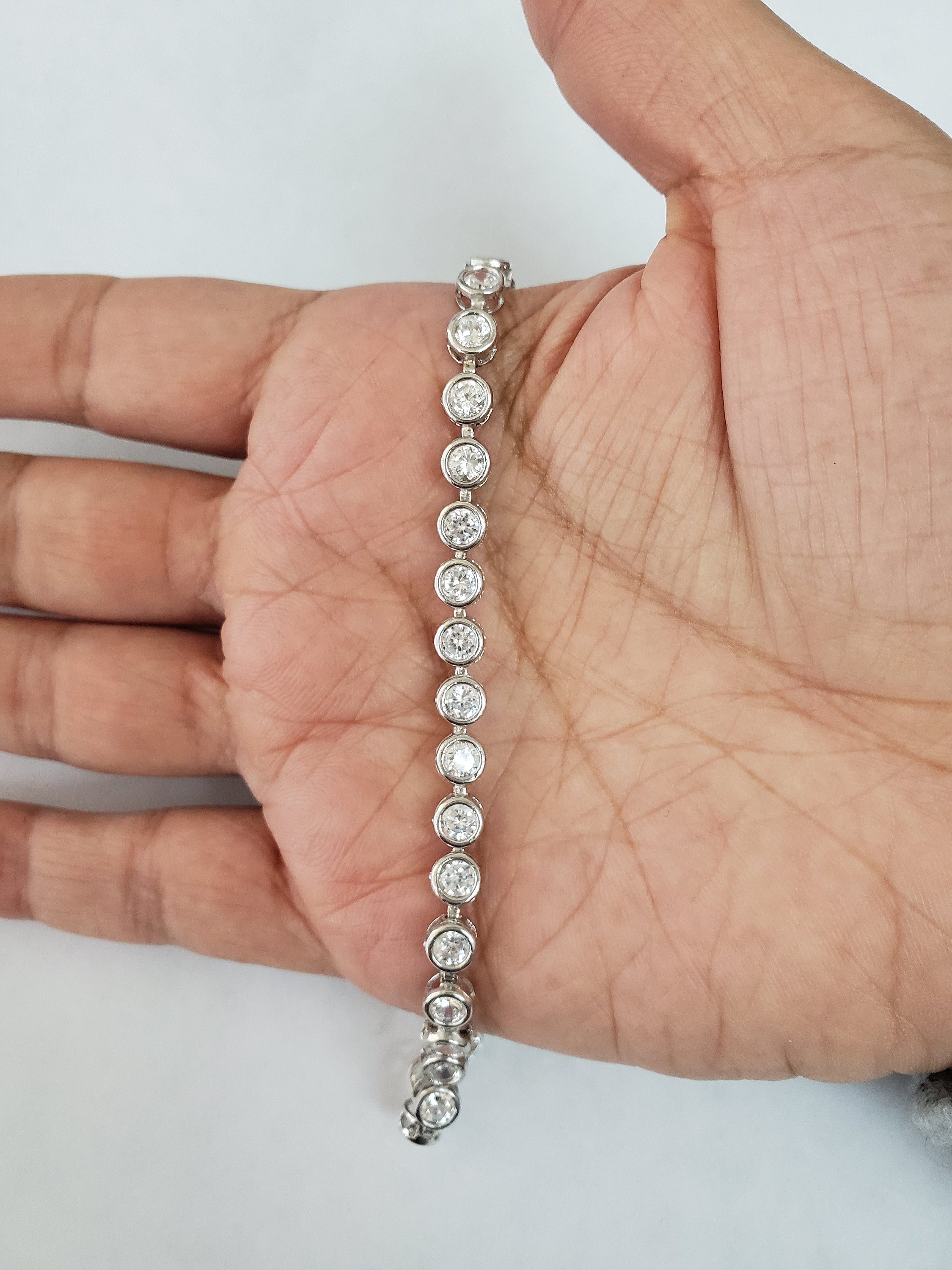 Cubic Zirconia Bezel Tennis Bracelet 7.50cttw 14k White or Yellow Gold