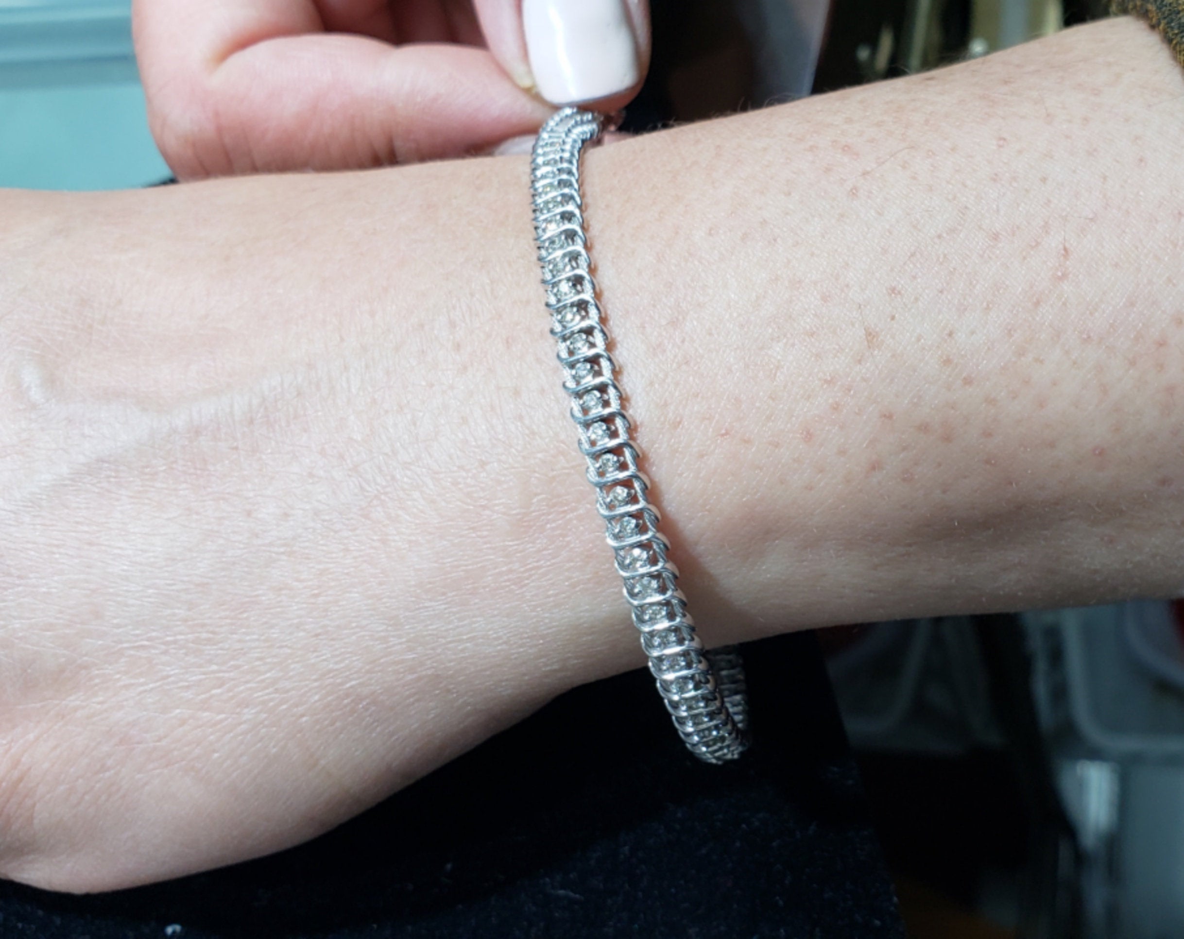 Diamond Tennis Bracelet Wire Style 1.00cttw 14k White Gold