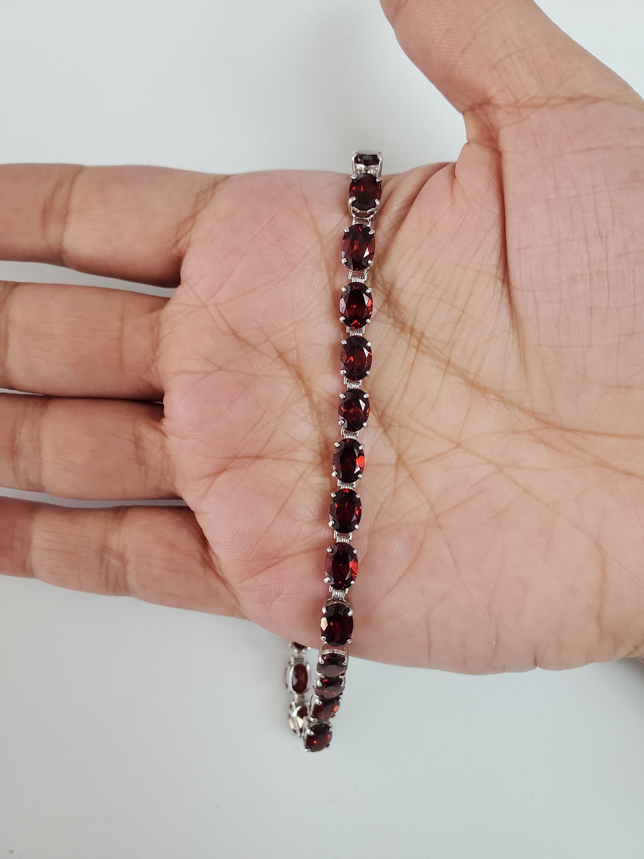 Oval Garnet Tennis Bracelet 21.00cttw 14k White or Yellow Gold