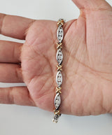 Two-Toned Diamond X Tennis Bracelet 3.00cttw 14k Gold