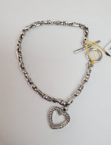Charm Bracelet with Diamond Heart Charm .50cttw 14k White Gold