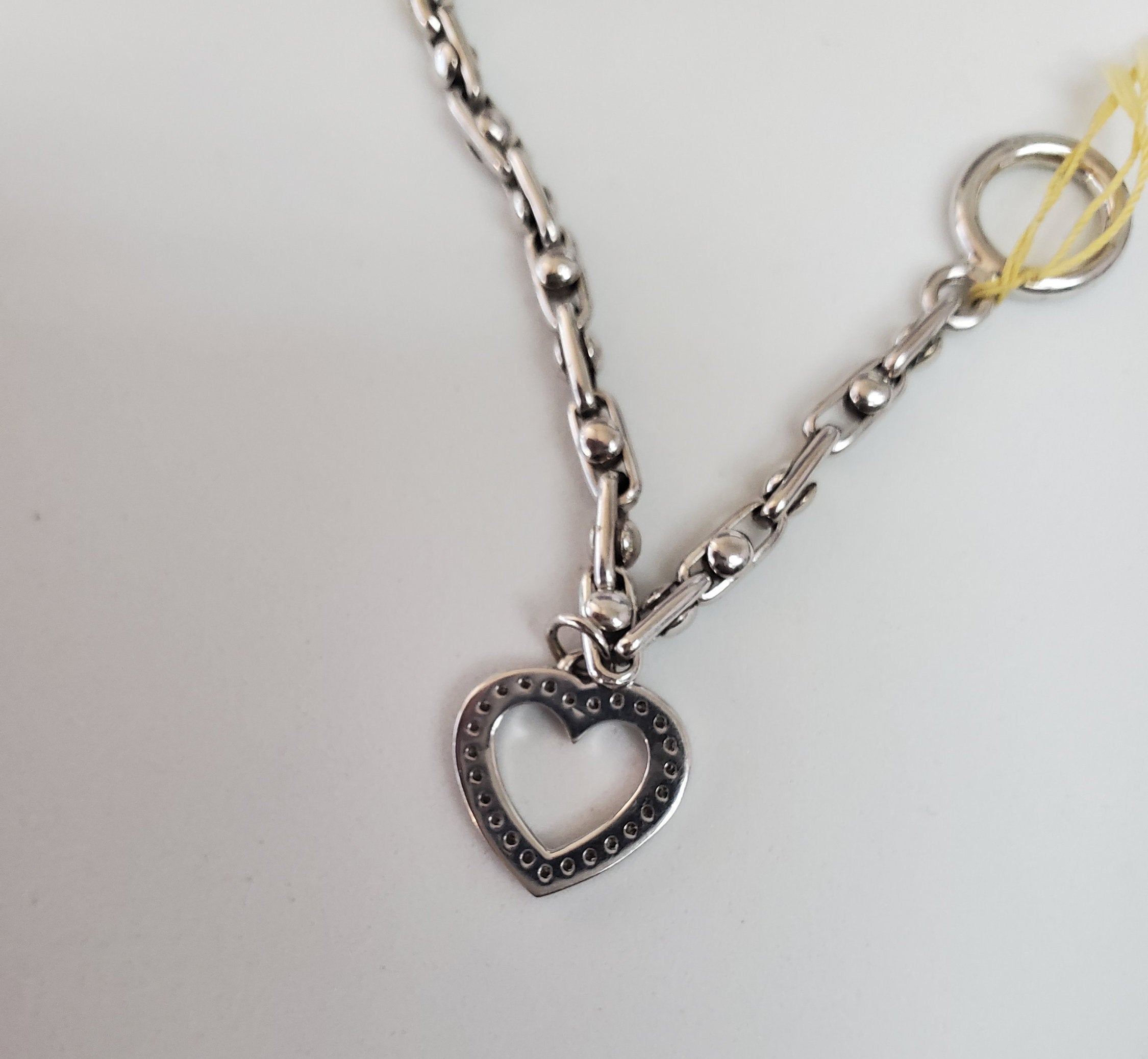 Charm Bracelet with Diamond Heart Charm .50cttw 14k White Gold