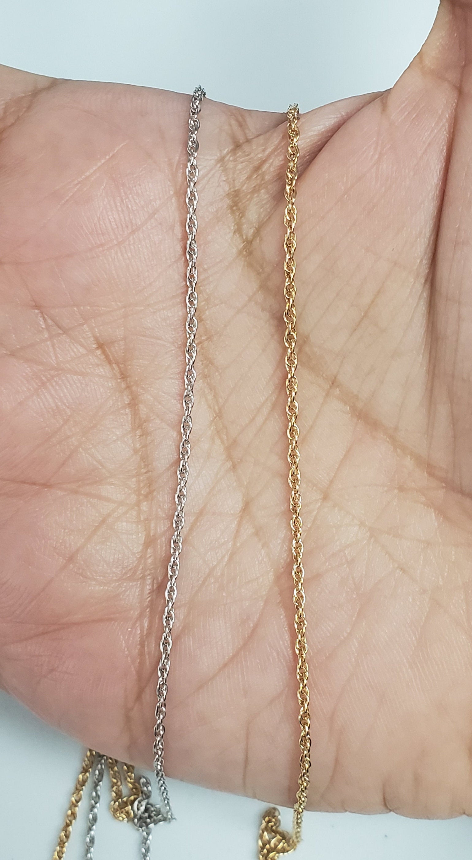 1.4MM 14K Solid Gold Rope Chain Yellow Gold or White Gold