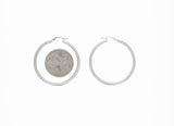 Sand Textured 14K White Gold Hoops 34mm or 40mm