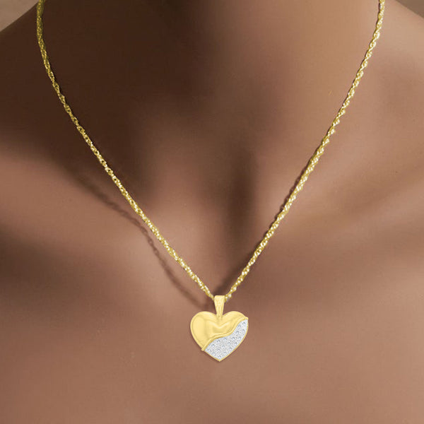 Heart Shaped Diamond Pave Pendant .20cttw 14k Yellow Gold