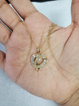 Heart Shaped Baguette Diamond Pendant .50cttw 14k Yellow Gold
