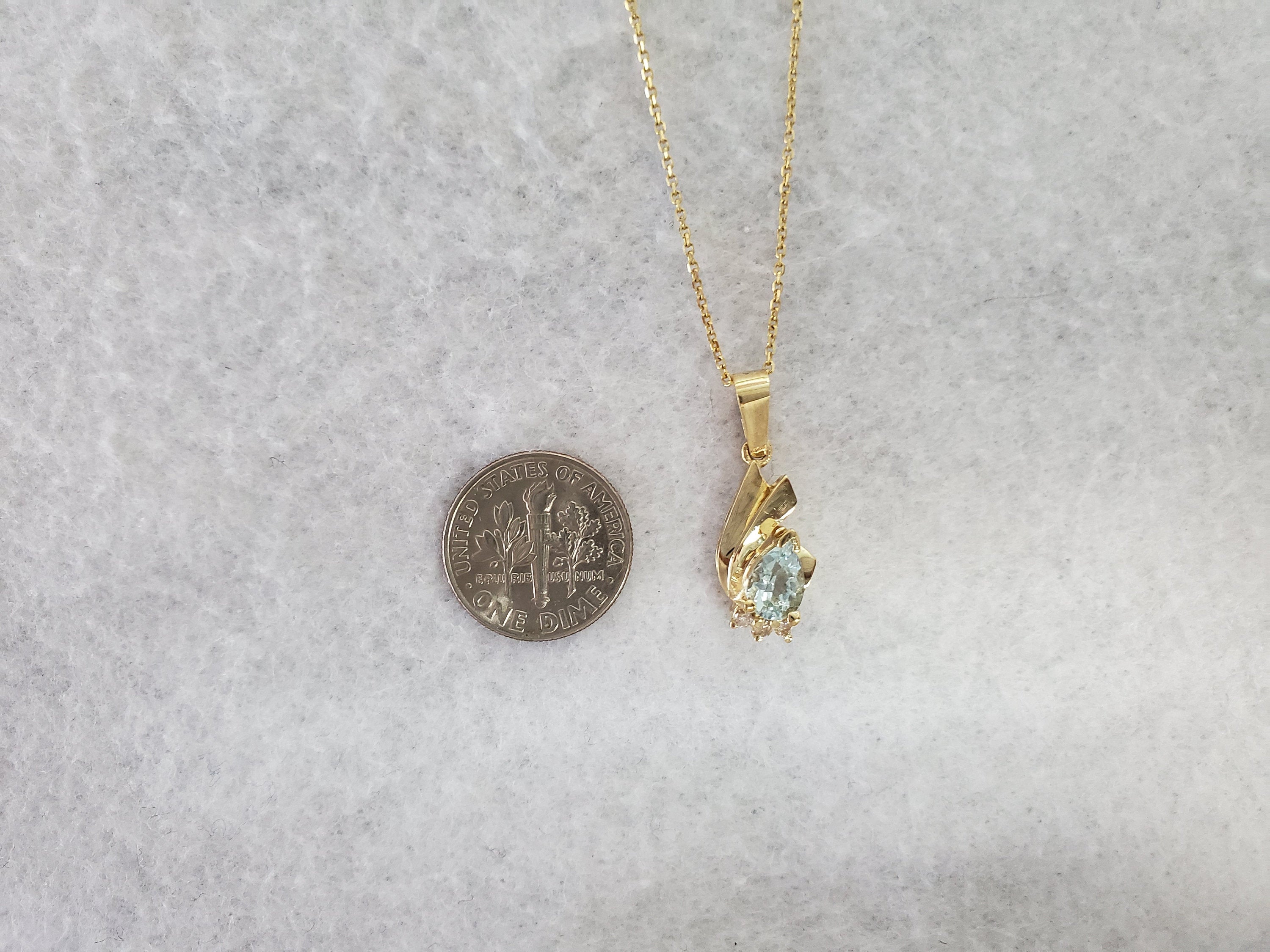 Aquamarine Diamond Pendant .80cttw 14k Yellow Gold