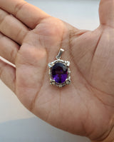 Vintage Amethyst Pendant 7.77cttw 14k White Gold